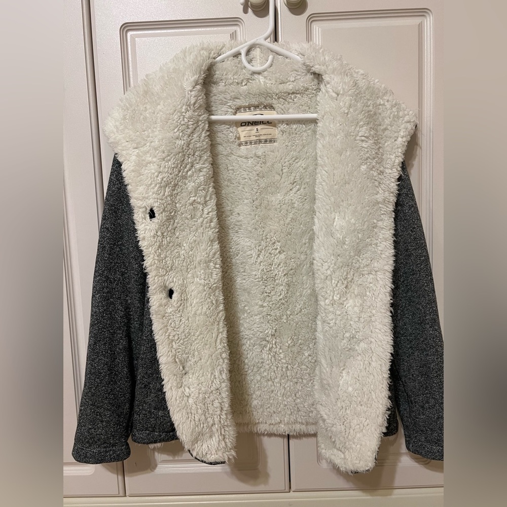 O'neill Charcoal & White Toggle Button Teacup Jac… - image 4